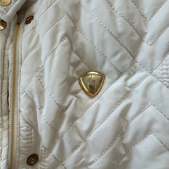 Baby Phat Cream Quilted Jacket w/Gold Accents & yellow lining, size M, see pics - Picture 12 of 12